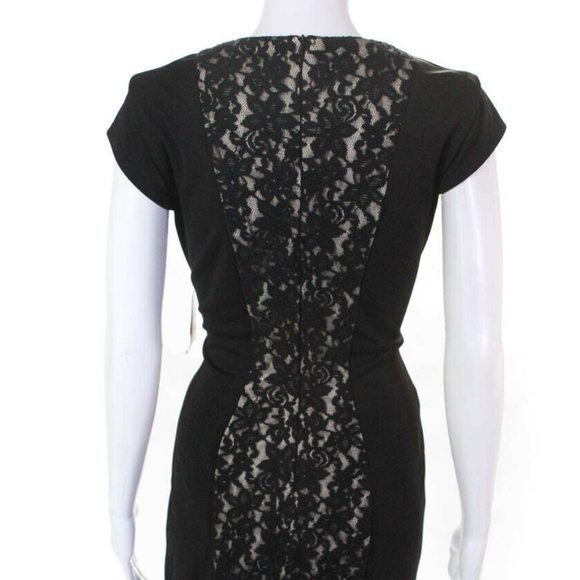 Alexia Admor Lace Contrast Sheath Dress Black XS - Picture 4 of 7